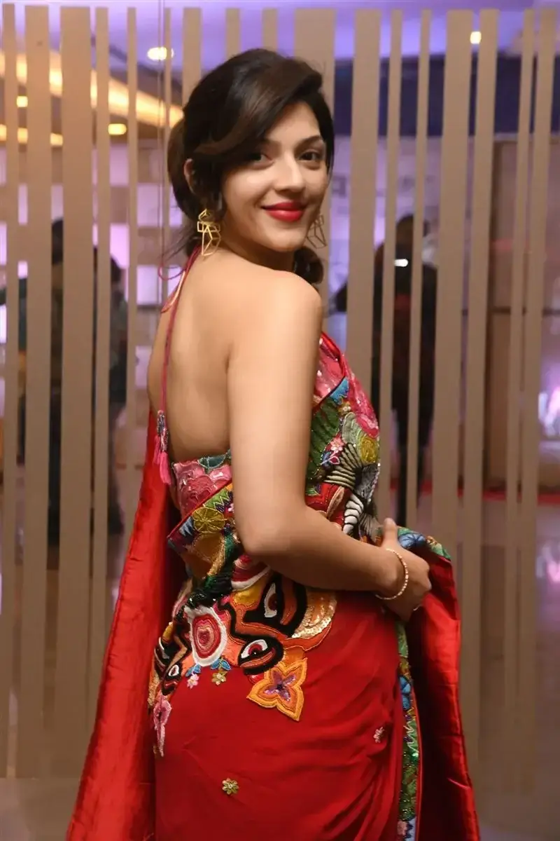 Mehreen Pirzada Red Saree at Spark LIFE Movie Trailer Launch